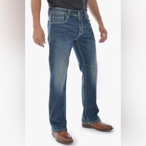 NWT TK Axel slim boot cut stretch denim jeans in a medium wash |Size 38 / 32